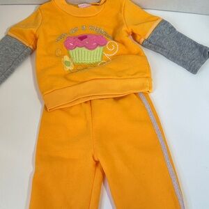 Mon petit bright orange cute as a cupcake sweatsuit size 12 months